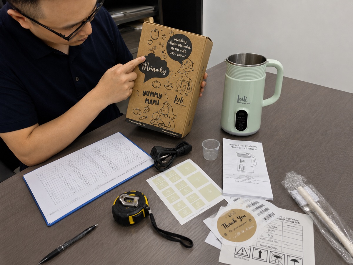 Custom packaging and label details being reviewed for a private label product