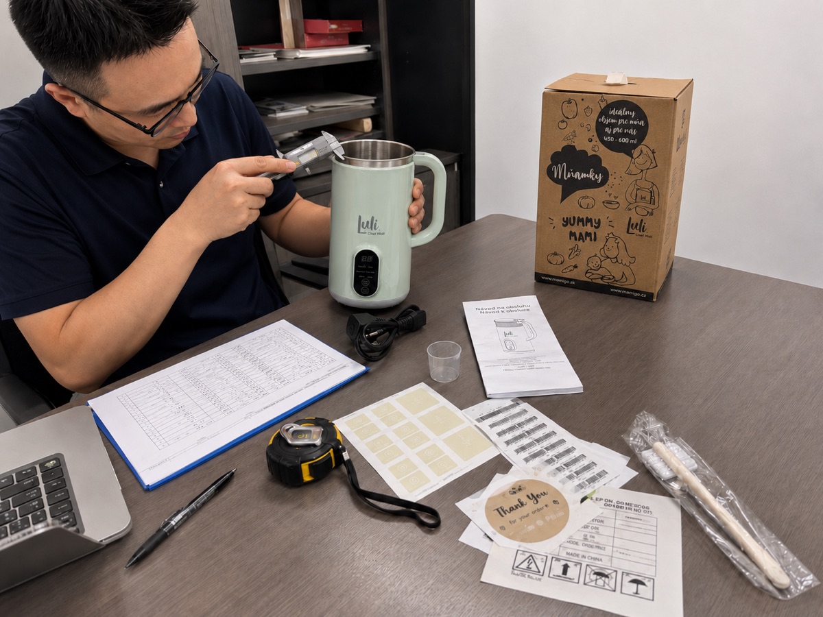 Kitchen product sample being checked before a bulk sourcing order
